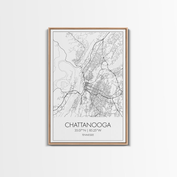 Chattanooga Street Map, Tennessee Map, City Map Art, Modern Art, Wall Art, Canvas Print, Canvas Wall Art, Office Wall Art, Travelling Gifts
