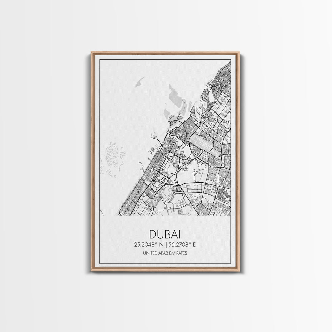 Dubai Street Map, UAE Map, City Map Art, Minimalist Art, Wall Art, Canvas Print, Aviation Gift, Travel Art, Office Décor, Unique Wall Art