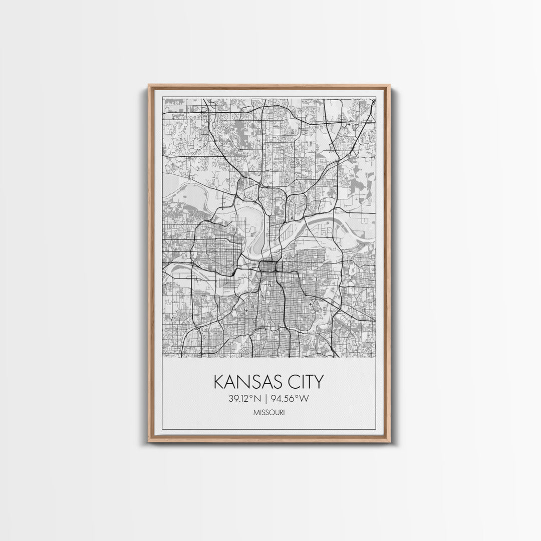 Kansas City Street Map, Missouri Map, City Map Art, Modern Wall Art, Wall Art, Canvas Print, Birthday Gift, Master Bedroom, Travel Wall Art