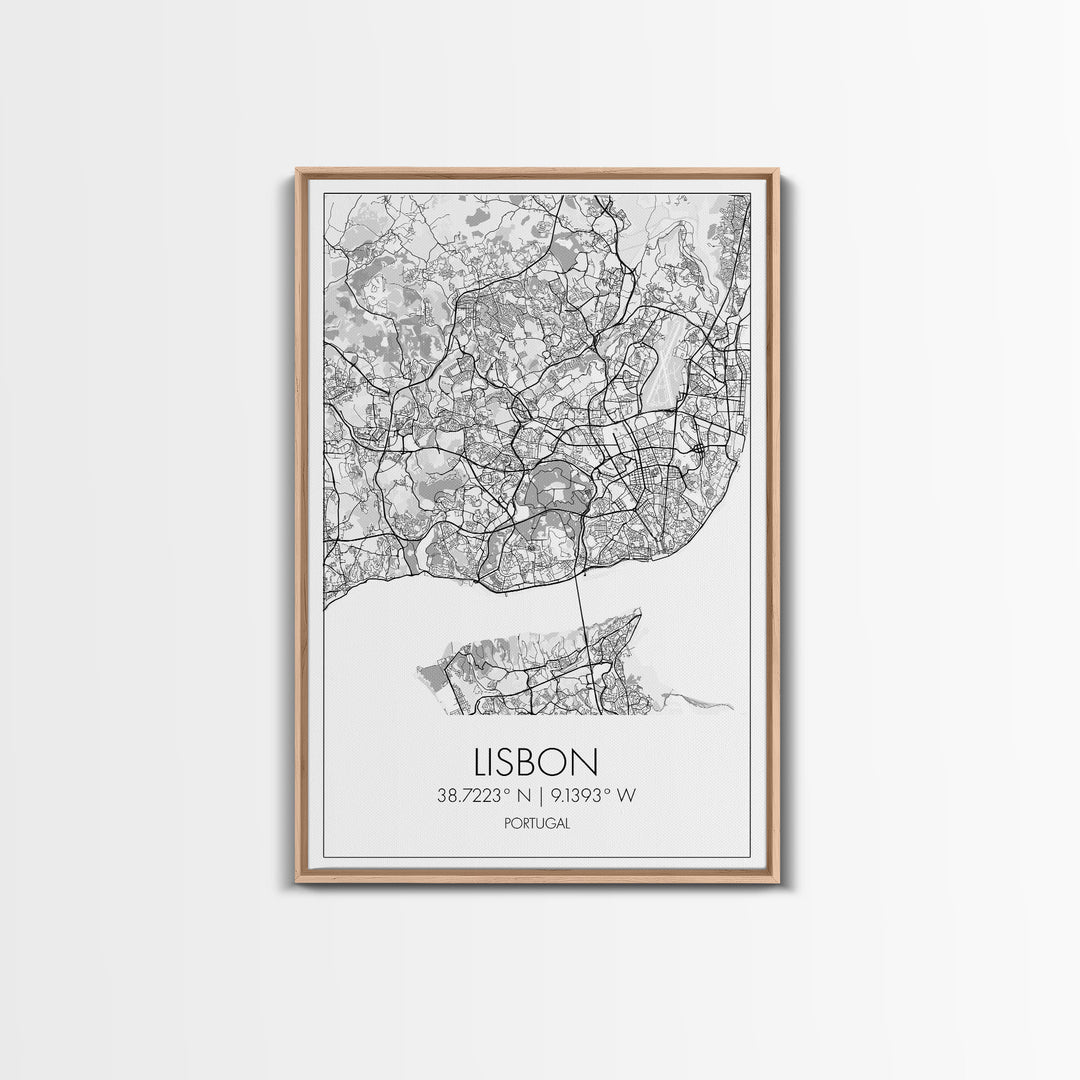 Lisbon Street Map, Portugal Map, City Map Art, Modern Wall Art, Wall Art, Canvas Print, Travel Décor, Above Bed Art, Gift For Couples