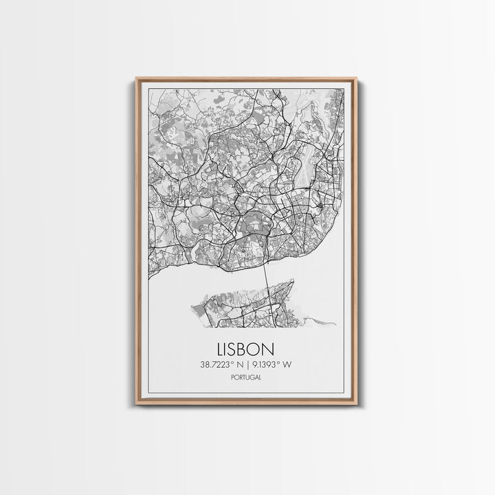 Lisbon Street Map, Portugal Map, City Map Art, Modern Wall Art, Wall Art, Canvas Print, Travel Décor, Above Bed Art, Gift For Couples
