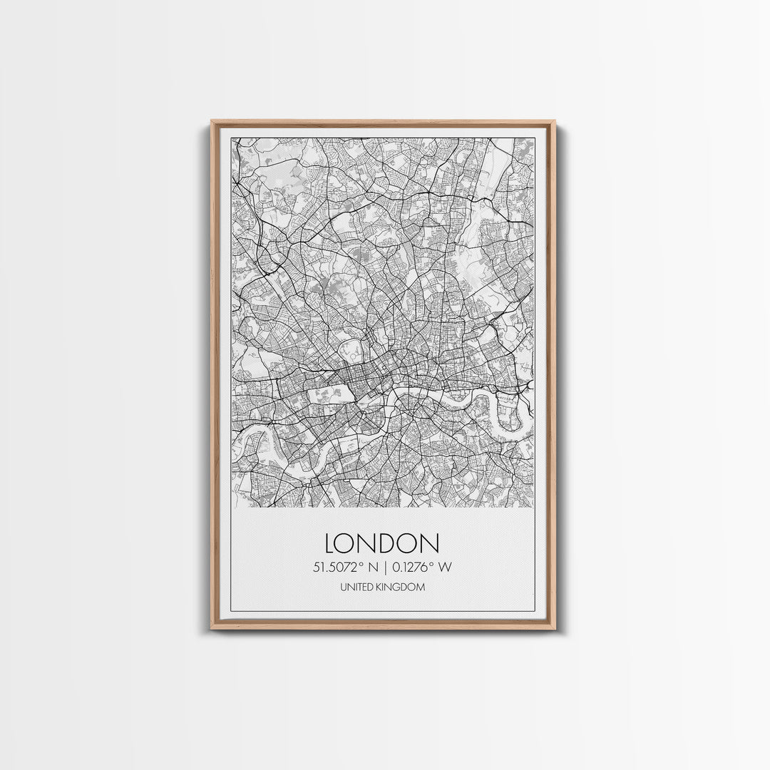 London Street Map, United Kingdom Map, City Map Art, Modern Wall Art, Wall Art, Canvas Print, Travel Art, Home Wall Décor, Bon Voyage Gift