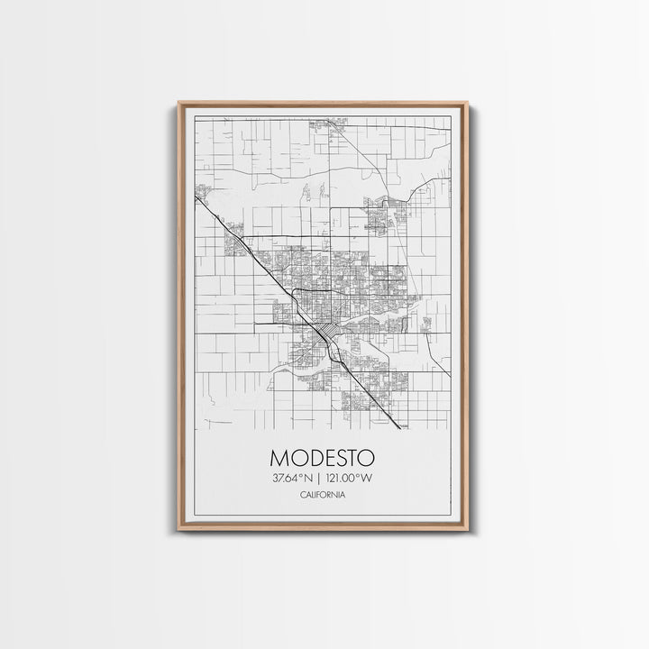 Modesto Street Map, California Map, City Map Art, Modern Art, Wall Art, Canvas Print, Home Décor Wall Art, Friendship Gift, Travel Wall Art