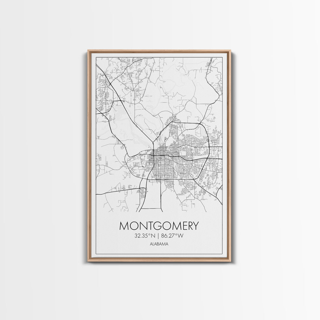 Montgomery Street Map, Alabama Map, City Map Art, Modern Art, Wall Art, Canvas Print, Bedroom Print, Family Gift, Travel Wall Décor