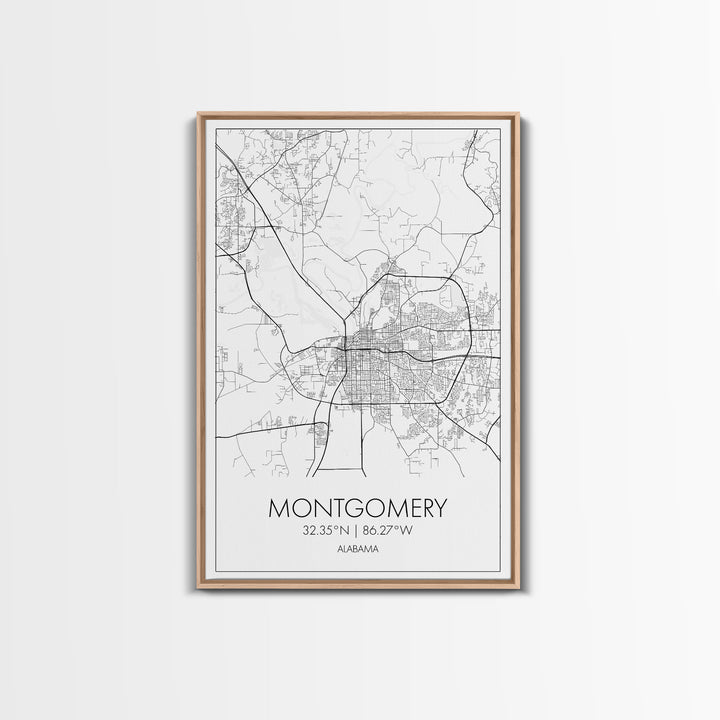 Montgomery Street Map, Alabama Map, City Map Art, Modern Art, Wall Art, Canvas Print, Bedroom Print, Family Gift, Travel Wall Décor
