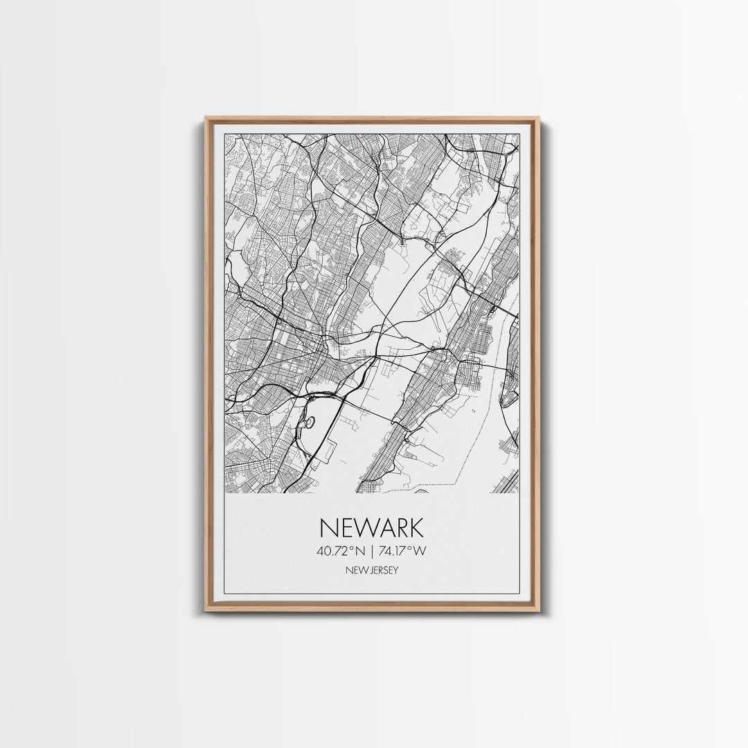 Newark Street Map, New Jersey Map, City Map Art, Modern Art, Wall Art, Canvas Print, Living Room Art, Best Friends Gift, Travel Art