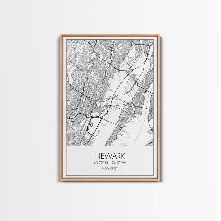 Newark Street Map, New Jersey Map, City Map Art, Modern Art, Wall Art, Canvas Print, Living Room Art, Best Friends Gift, Travel Art