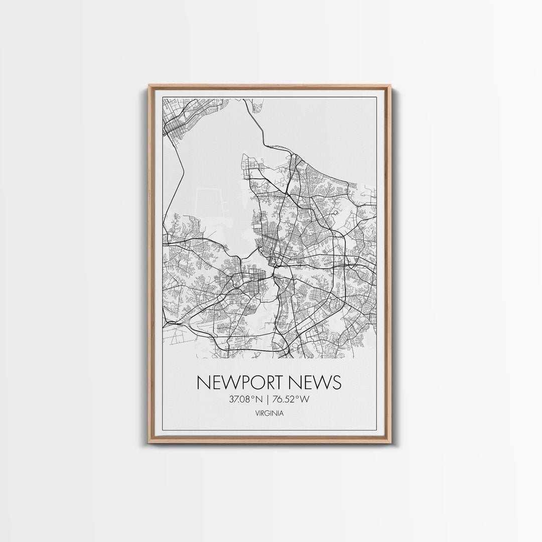 Newport News Street Map, Virginia Map, City Map Art, Modern Art, Wall Art, Canvas Print, Home Wall Décor, Girl Graduation Gift, Travel Art