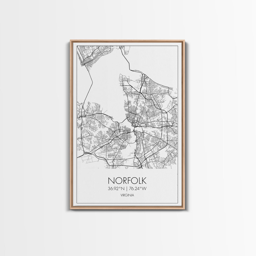 Norfolk Street Map, Virginia Map, City Map Art, Modern Art, Wall Art, Canvas Print, Bedroom Décor, College Student Gift, Travel Print