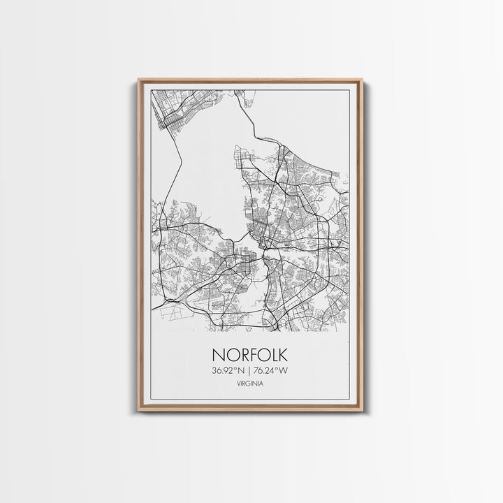 Norfolk Street Map, Virginia Map, City Map Art, Modern Art, Wall Art, Canvas Print, Bedroom Décor, College Student Gift, Travel Print