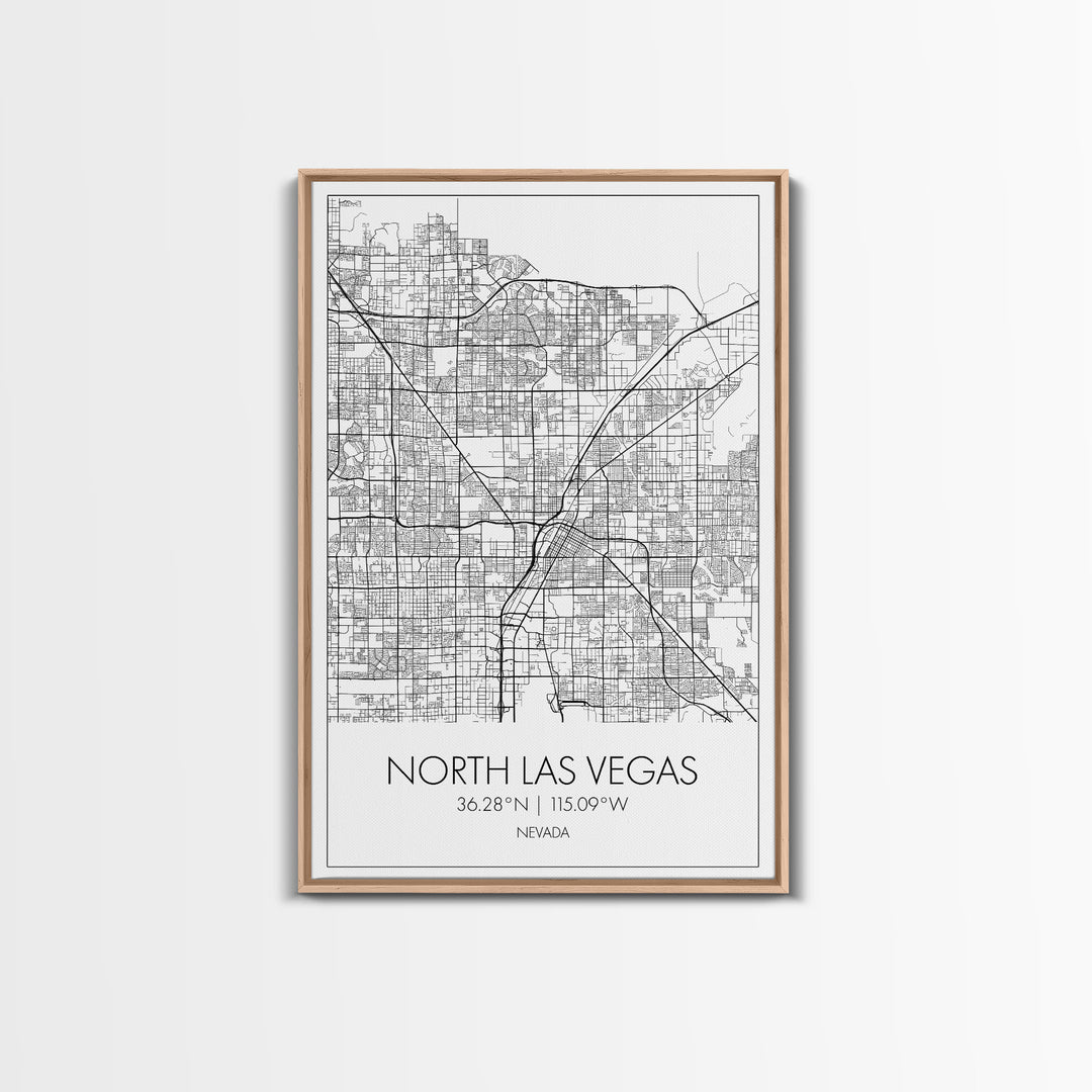 North Las Vegas Street Map, Nevada Map, City Map Art, Modern Art, Wall Art, Canvas Print, Wall Décor Bedroom, Honeymoon Gift,  Travel Art