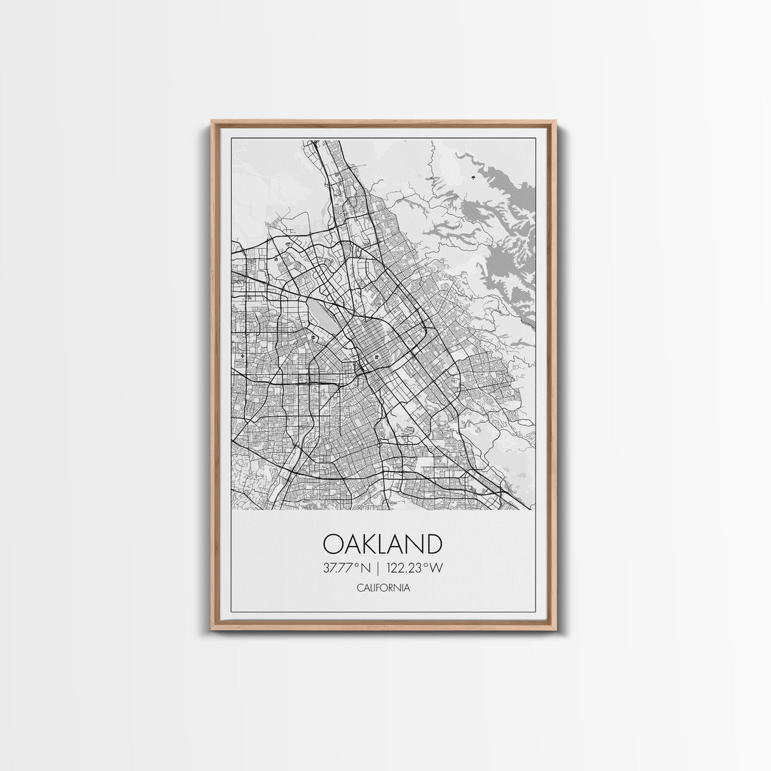 Oakland Street Map, California Map, City Map Art, Modern Art, Wall Art, Canvas Print, Living Room Art, Gift For Her, Adventure Wall Art