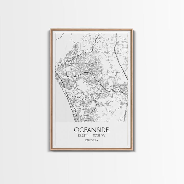 Oceanside Street Map, California Map, City Map Art, Modern Art, Wall Art, Canvas Print, Bedroom Wall Décor, Wedding Gift, Travel Wall Art
