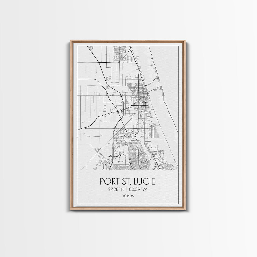 Port St Lucie Street Map, Florida Map, City Map Art, Minimalist Art, Wall Art, Canvas Print, Friend Gift, Black And White Art, Travel Décor
