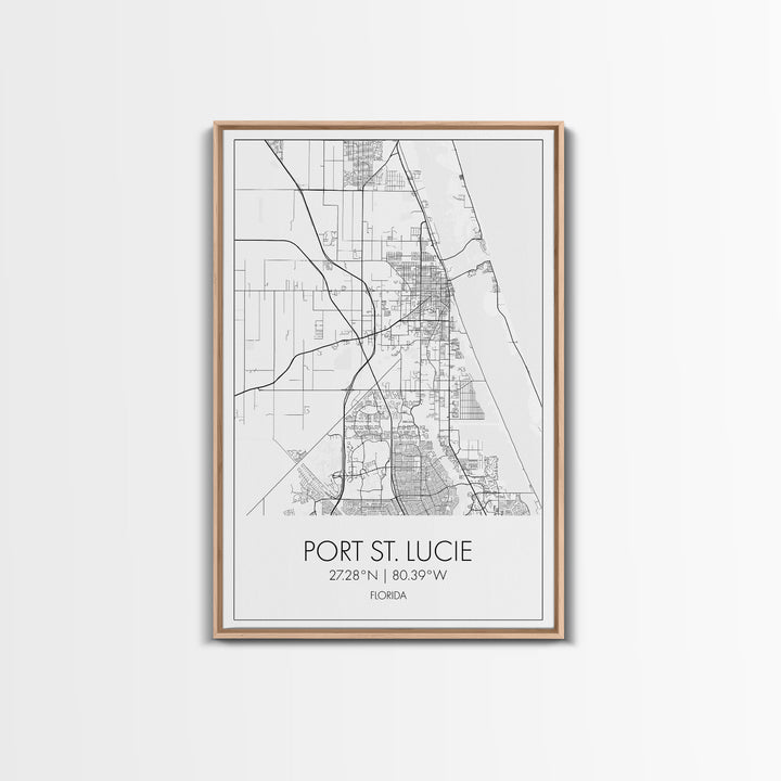 Port St Lucie Street Map, Florida Map, City Map Art, Minimalist Art, Wall Art, Canvas Print, Friend Gift, Black And White Art, Travel Décor