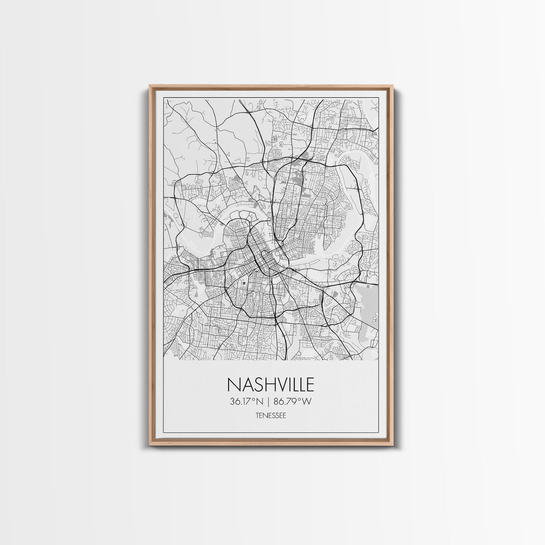 Nashville Street Map, Tennessee Map, City Map Art, Modern Art, Wall Art, Canvas Print, Music Studio Art, Gift For Music Lover, Travel Art