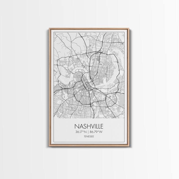 Nashville Street Map, Tennessee Map, City Map Art, Modern Art, Wall Art, Canvas Print, Music Studio Art, Gift For Music Lover, Travel Art