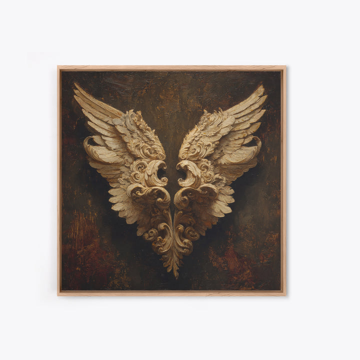Angel Wings with Gold and Ivory Tones Canvas Print, Renaissanceinspired Art, Wall Art Print, Living Room Decor, Classic, REN-1x1-18