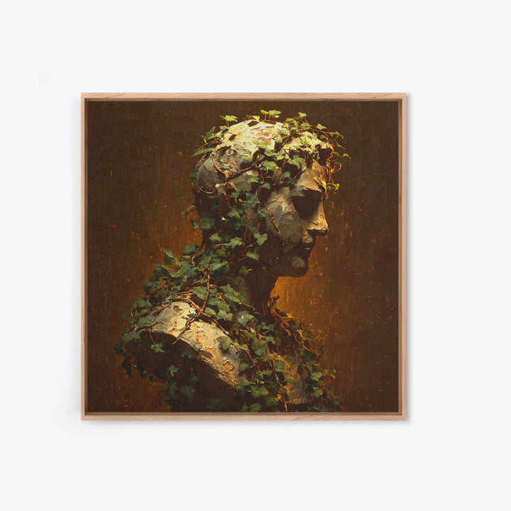 Classical Statue Bust Covered Canvas Print, Renaissanceinspired Art, Unique Wall Art, Living Room Decor, Watercolor Art, REN-1x1-19