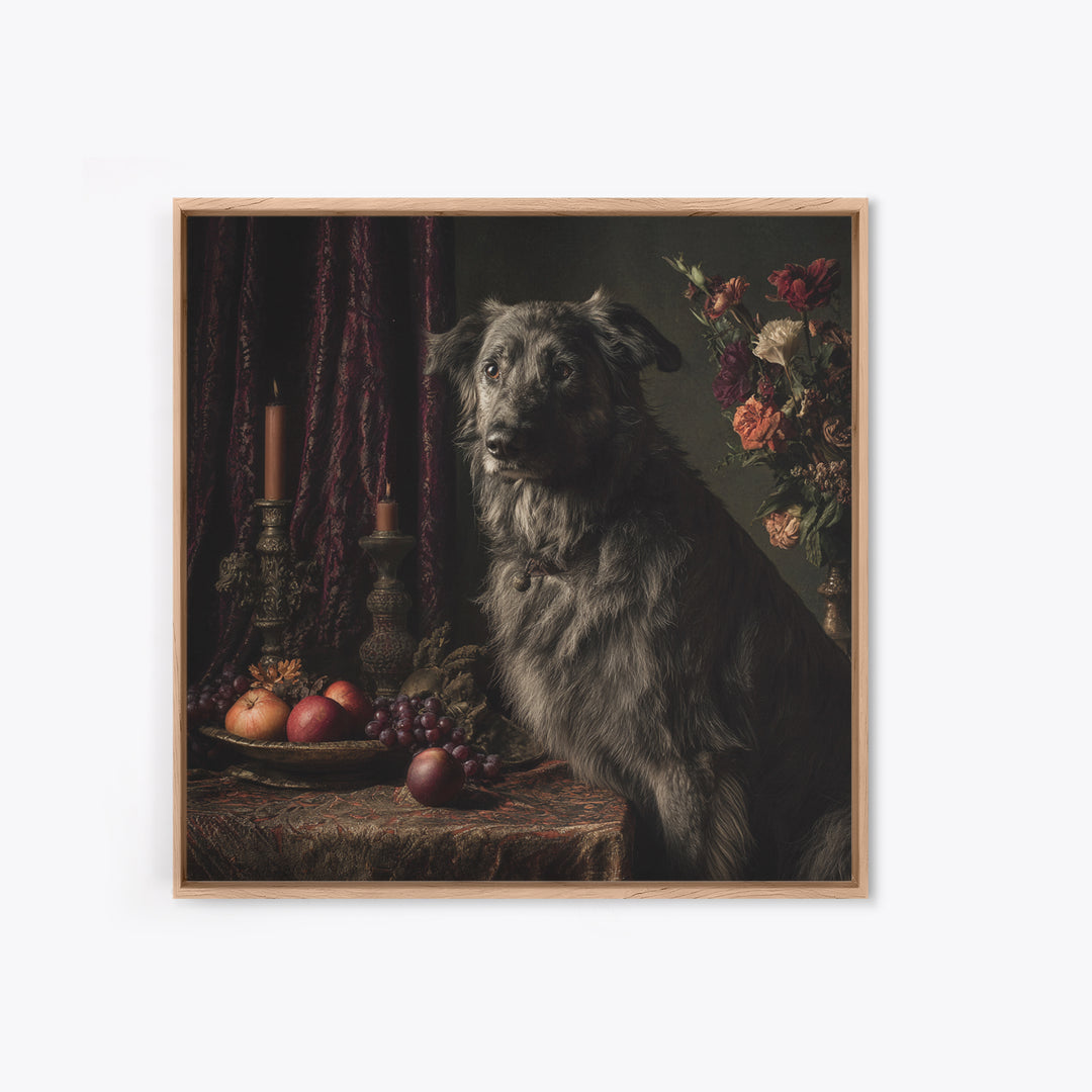 Noble Dog Portrait Canvas Print, Renaissanceinspired Art, Living Room Decor, Oil Painting, Classic, Living Room Art, REN-1x1-20