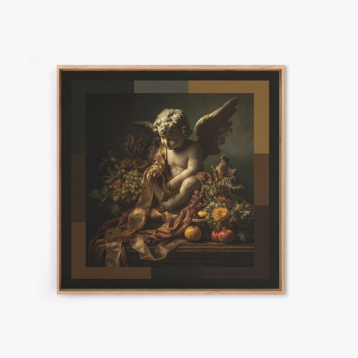 Cherub Holding a Ribbon Among Clouds Canvas Print, Renaissanceinspired Art, Living Room Art, Living Room Decor, Oil Painting, REN-1x1-30