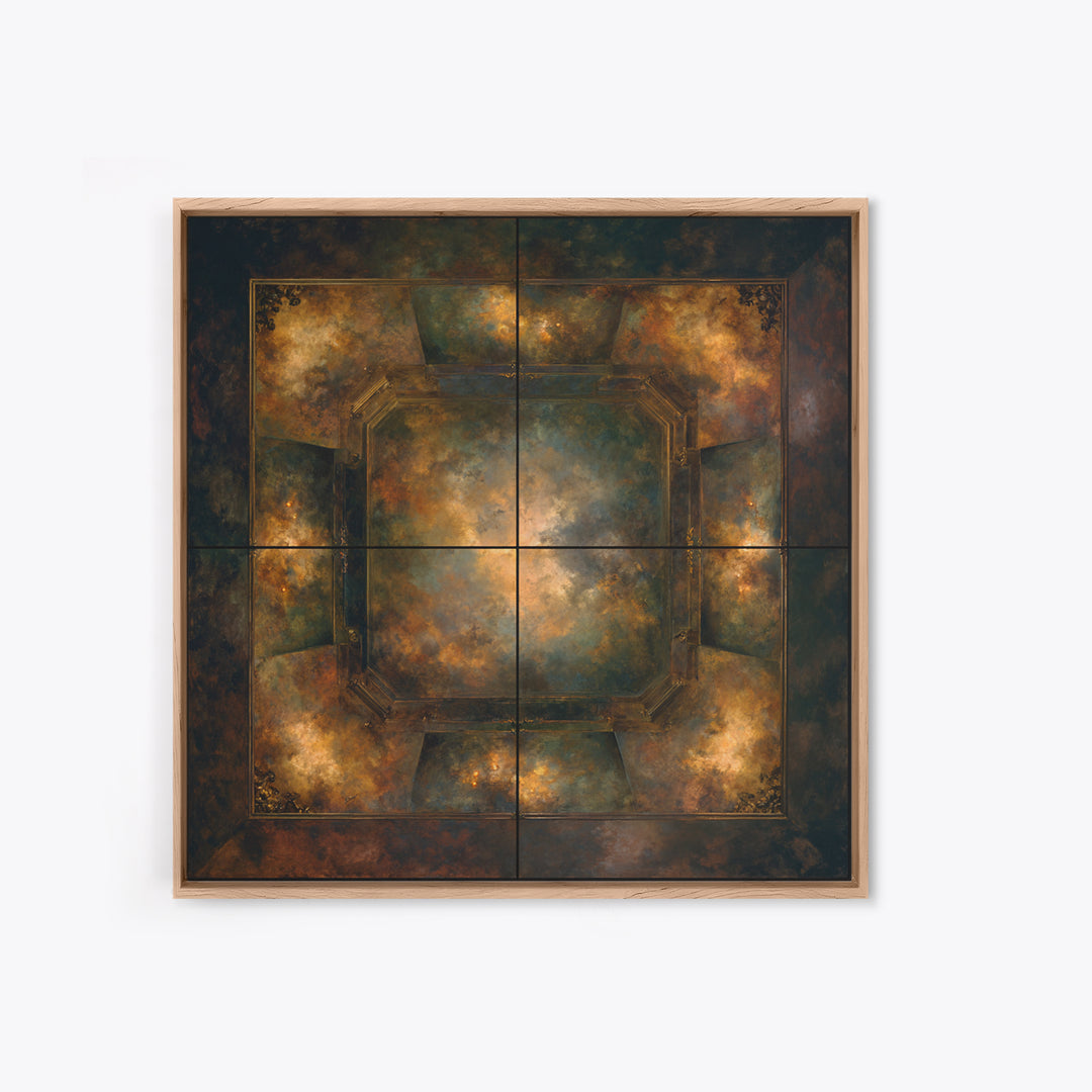 Fresco Celestial Ceiling Composition Framed Canvas Print, Renaissanceinspired Art, Yoga Wall Art, Living Room Decor, Classic, REN-1x1-63