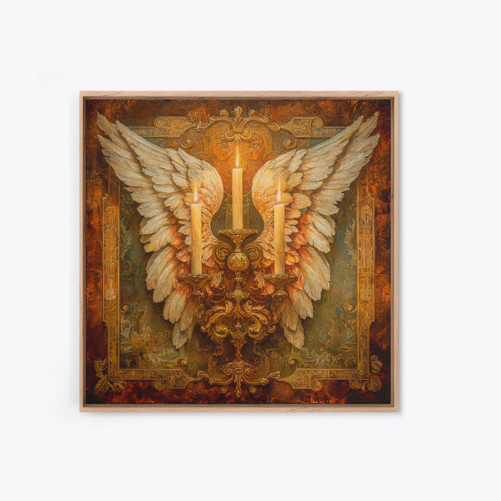 Angel Wings with Gold and Ivory Tones Canvas Print, Renaissanceinspired Art, Unique Wall Decor, Living Room Decor, Classic, REN-1x1-66