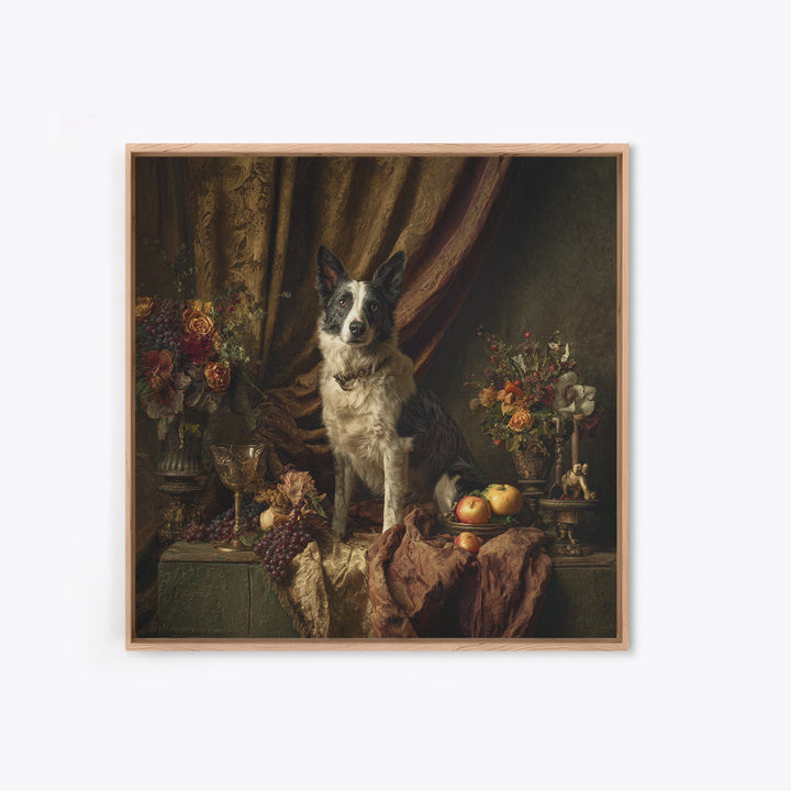 Noble Dog Portrait Framed Canvas Print, Renaissanceinspired Art, Mosaic Wall Art, Living Room Decor, Fine Art, Classic, REN-1x1-68