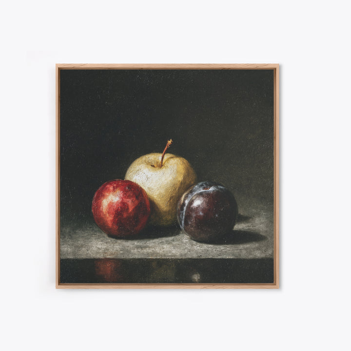 Oil Painted Fruit Still Life on Dark Canvas Print, Renaissanceinspired Art, Art Print, Living Room Decor, Fine Art, Classic, REN-1x1-99
