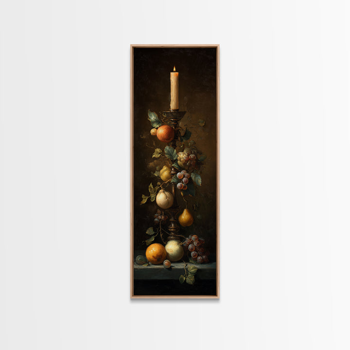 Oil Painted Fruit Still Life on Dark Canvas Print, Renaissanceinspired Art, Gallery Decor, Living Room Decor, Fine Art, Classic, REN-1x3-39