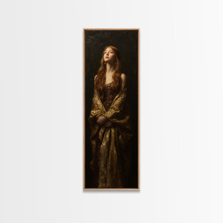 Gold Halo Portrait Canvas Print, Renaissanceinspired Art, Digital Print, Living Room Decor, Fine Art, Classic, Living Room Art, REN-1x3-41
