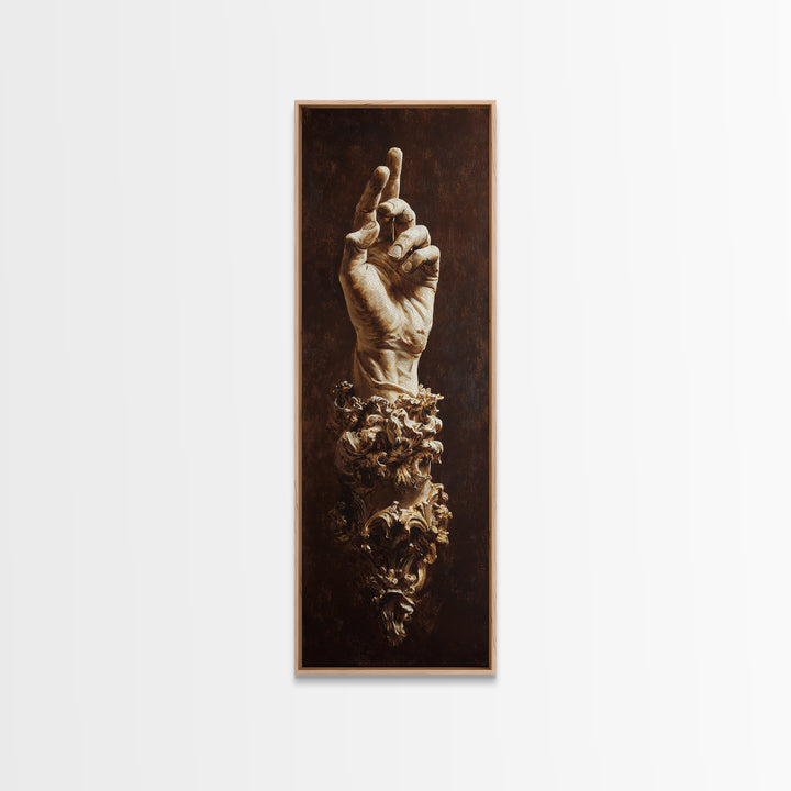Classical Hands Study Framed Canvas Print, Renaissanceinspired Art, Cat Painting, Living Room Decor, Fine Art, Classic, REN-1x3-50