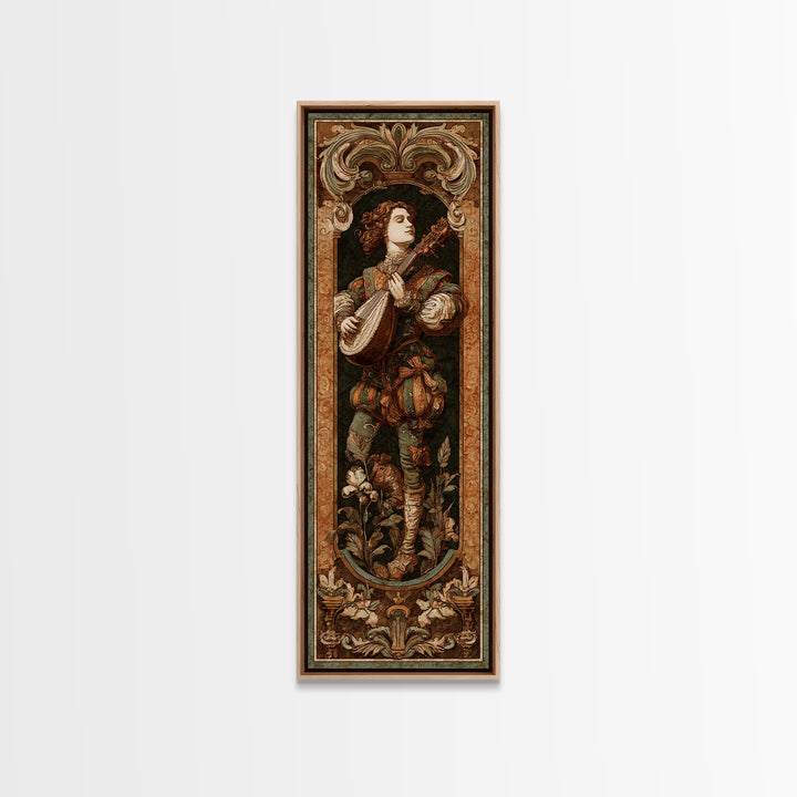 Renaissance Style Musician with Lute Framed Canvas Print, Renaissanceinspired Art, Room Decor, Living Room Decor, Oil Painting, REN-1x3-76