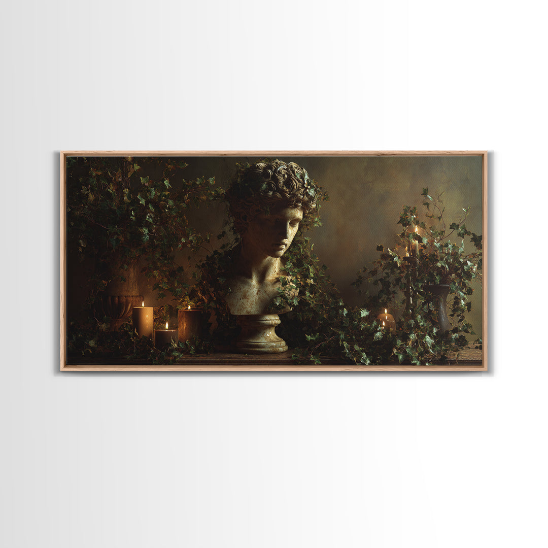 Classical Statue Bust Covered Canvas Print, Renaissanceinspired Art, Unique Wall Art, Living Room Decor, Fine Art, Classic, REN-2x1-63