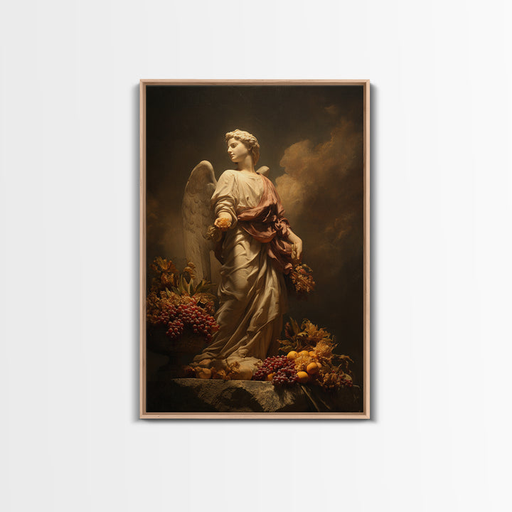 Classical Angel Study Canvas Print, Renaissanceinspired Art, Floral Painting, Living Room Decor, Fine Art, Classic, Art Print, REN-2x3-10