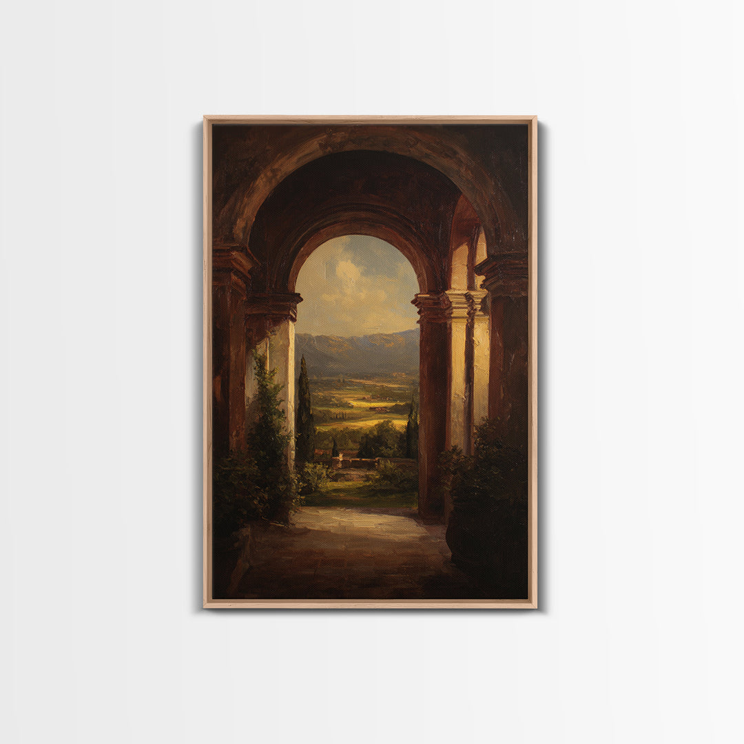 Architectural Arch with Italian Landscape Beyond Canvas Print, Renaissanceinspired Art, Jesus Art, Living Room Decor, Classic, REN-2x3-19