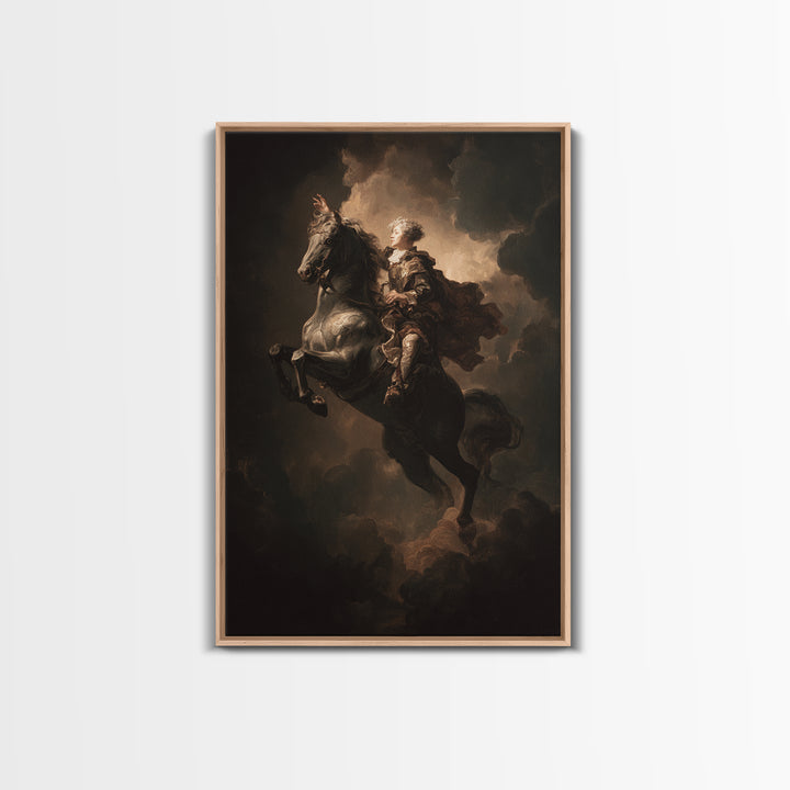 Classical Horse and Rider Framed Canvas Print, Renaissanceinspired Art, Modern Decor, Living Room Decor, Abstract Art, Classic, REN-2x3-41