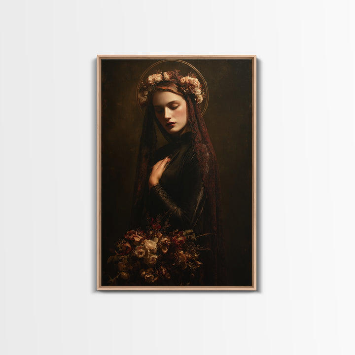 Madonna Like Portrait Canvas Print, Renaissanceinspired Art, Minimalist Decor, Living Room Decor, Fine Art, Classic, Jesus Art, REN-2x3-57