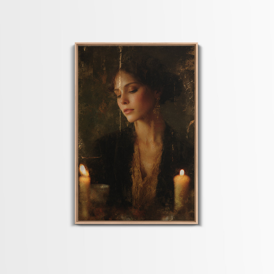 Gold Halo Portrait Canvas Print, Renaissanceinspired Art, Luxury Decor, Living Room Decor, Fine Art, Classic, Printable Art, REN-2x3-61