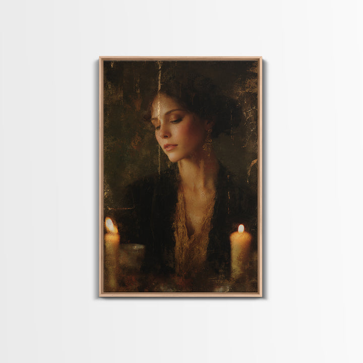 Gold Halo Portrait Canvas Print, Renaissanceinspired Art, Luxury Decor, Living Room Decor, Fine Art, Classic, Printable Art, REN-2x3-61
