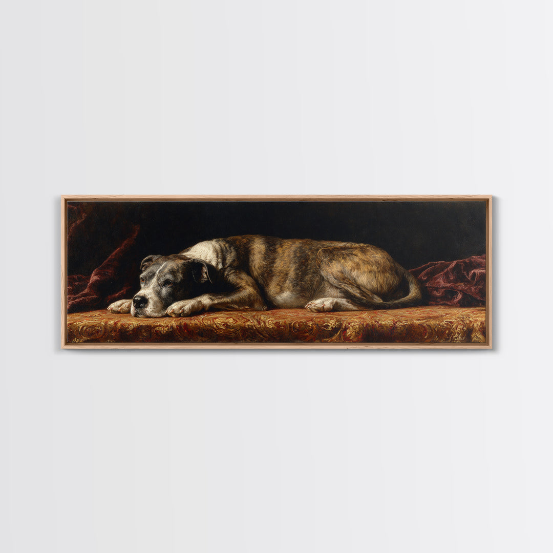 Noble Dog Portrait Canvas Print, Renaissanceinspired Art, Floral Painting, Living Room Decor, Fine Art, Classic, Art Print, REN-3x1-36