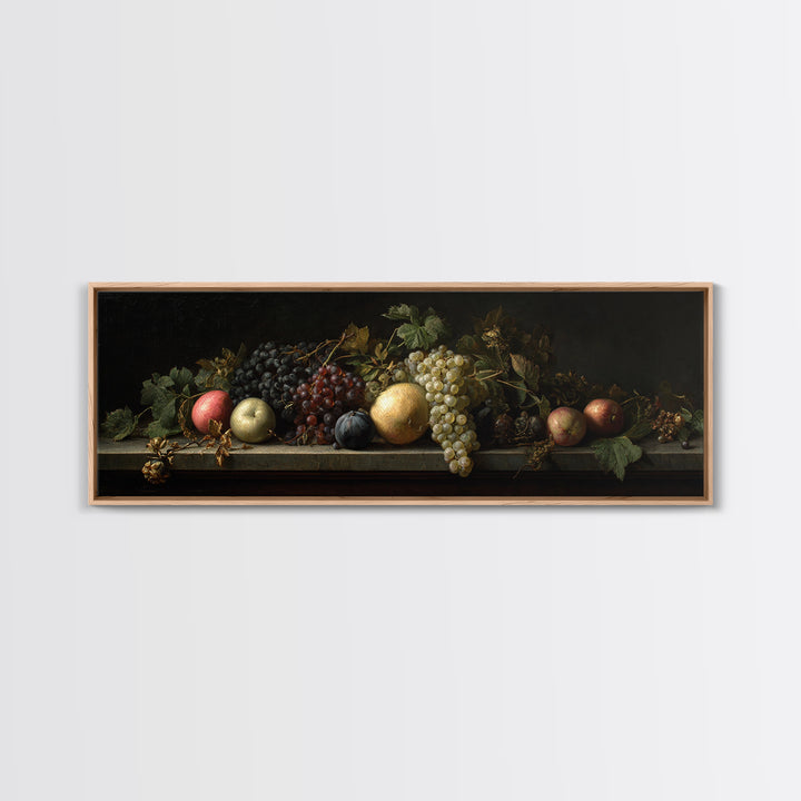Oil Painted Fruit Still Life on Dark Canvas Print, Renaissanceinspired Art, Art Print, Living Room Decor, Fine Art, Classic, REN-3x1-43