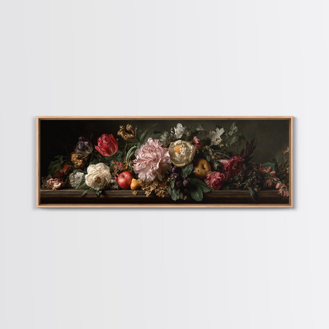 Renaissance Botanical Study Canvas Print, Renaissanceinspired Art, Digital Art, Living Room Decor, Oil Painting, Classic, REN-3x1-71