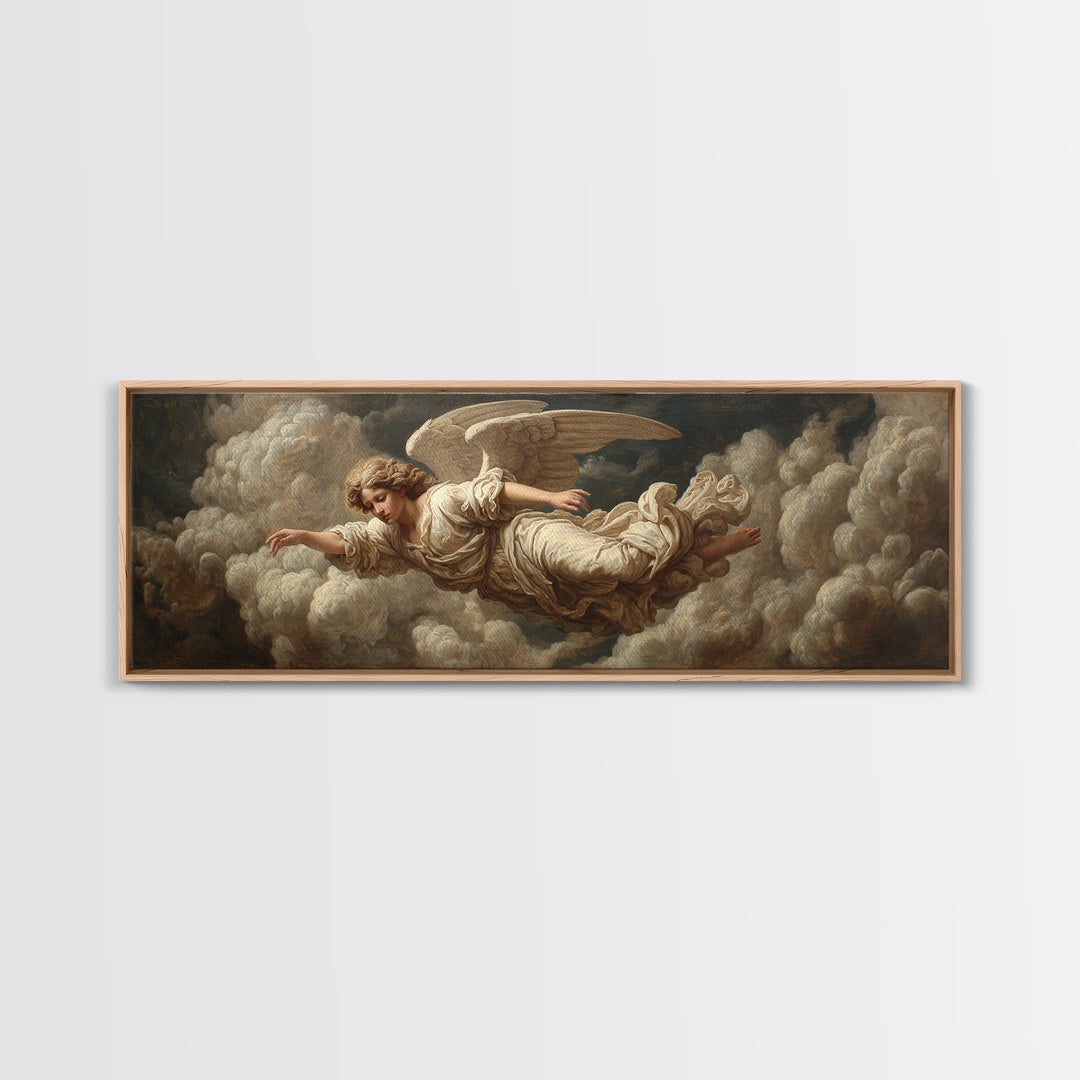 Classical Angel Study Framed Canvas Print, Renaissanceinspired Art, Jesus Art, Living Room Decor, Classic, Fantasy Decor, REN-3x1-90