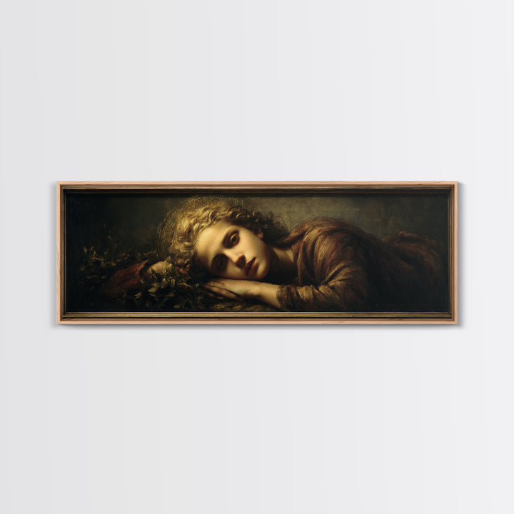 Gold Halo Portrait Canvas Print, Renaissanceinspired Art, Medieval Decor, Living Room Decor, Classic, Elegant Home Decor, REN-3x1-93