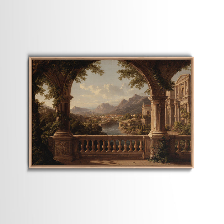 Architectural Arch with Italian Landscape Beyond Canvas Print, Renaissanceinspired Art, Neutral Decor, Living Room Decor, REN-3x2-15