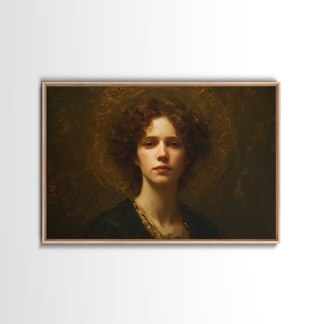 Gold Halo Portrait Canvas Print, Renaissanceinspired Art, Digital Print, Living Room Decor, Fine Art, Classic, Living Room Art, REN-3x2-33