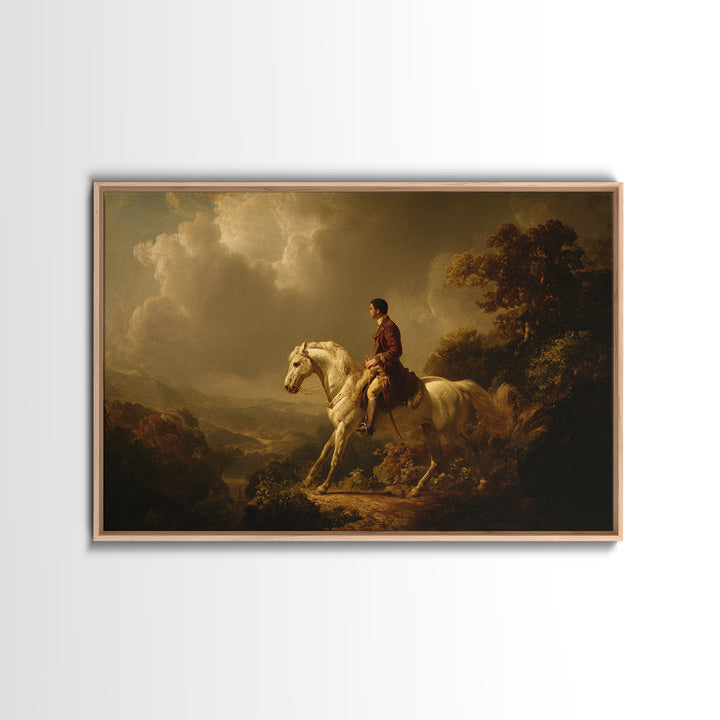 Classical Horse and Rider Framed Canvas Print, Renaissanceinspired Art, Cat Art, Living Room Decor, Fine Art, Classic, REN-3x2-85