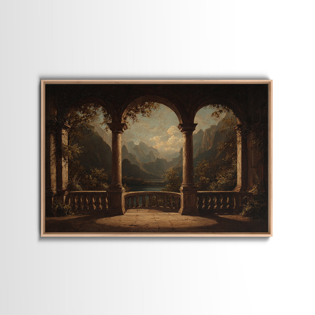 Architectural Arch with Italian Landscape Beyond Canvas Print, Renaissanceinspired Art, Jesus Art, Living Room Decor, Classic, REN-3x2-87