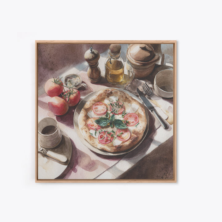 Pizzeria Tomato Basil and Mozzarella Still Life Canvas Print, Restaurant Art, Kitchen Wall Decor, Restaurant Decor, Bistro, RES-1x1-10